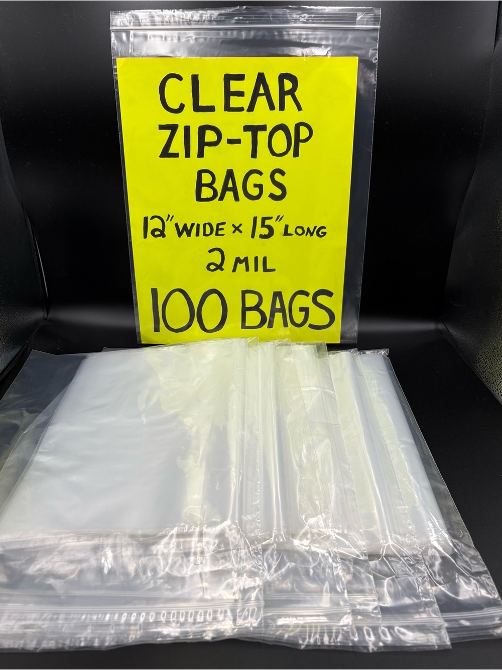 100 Clear 12” x 15” Zip-Top Plastic Bags 2MIL
